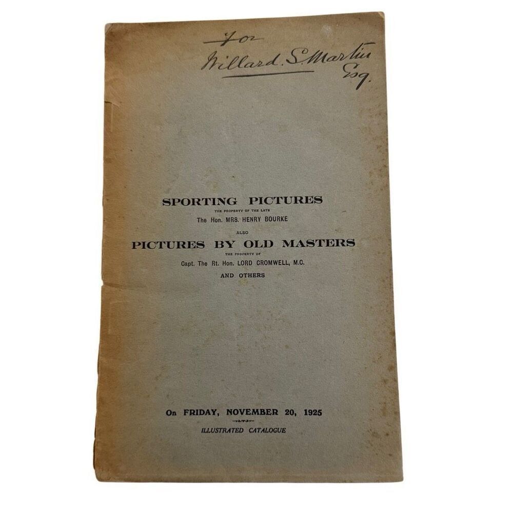 Sporting Pictures & Pictured by Old Masters 1925 Illustrated Catalog London